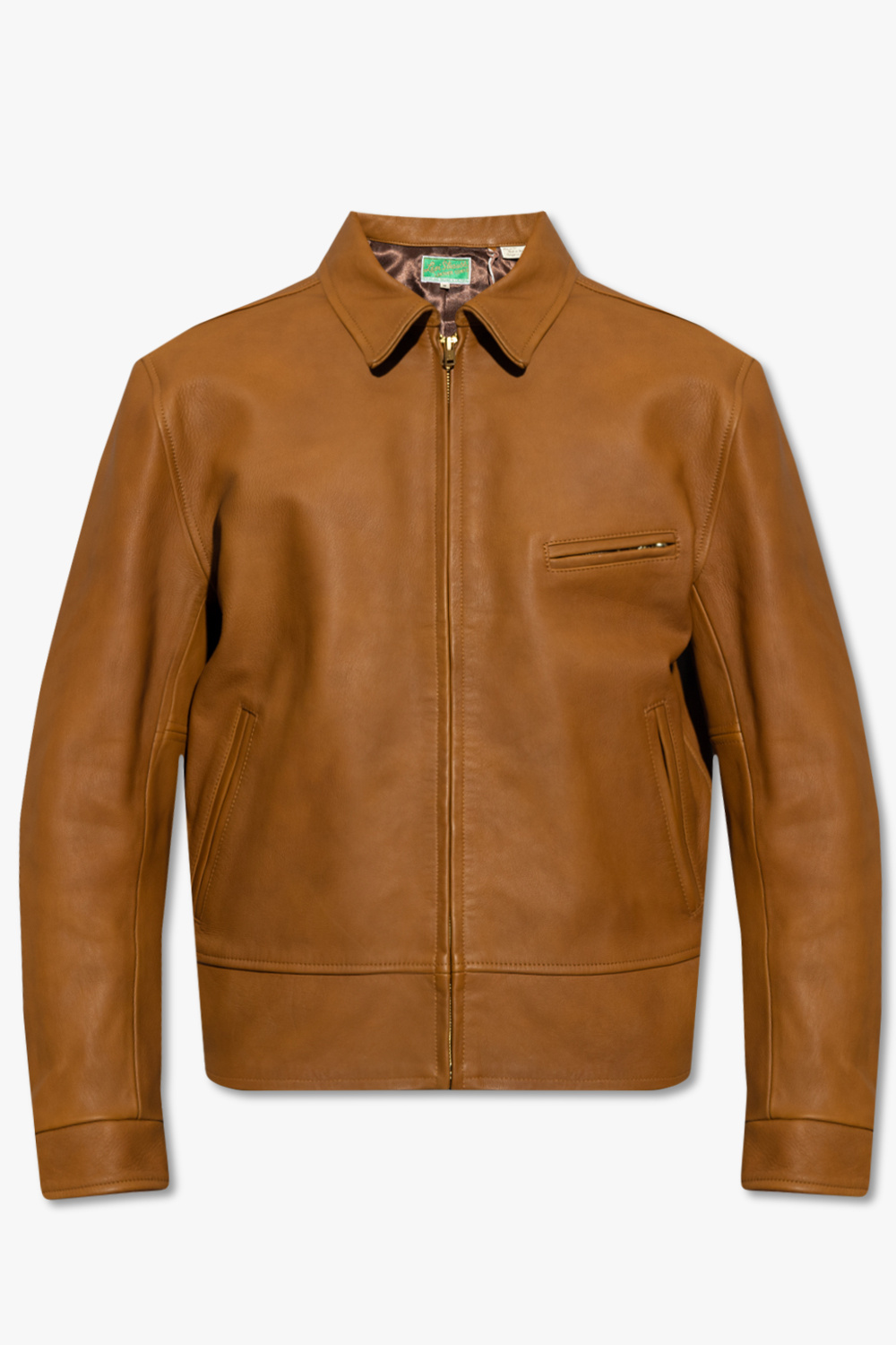 IetpShops Canada - funnel neck flap-pocket jacket - Brown Leather